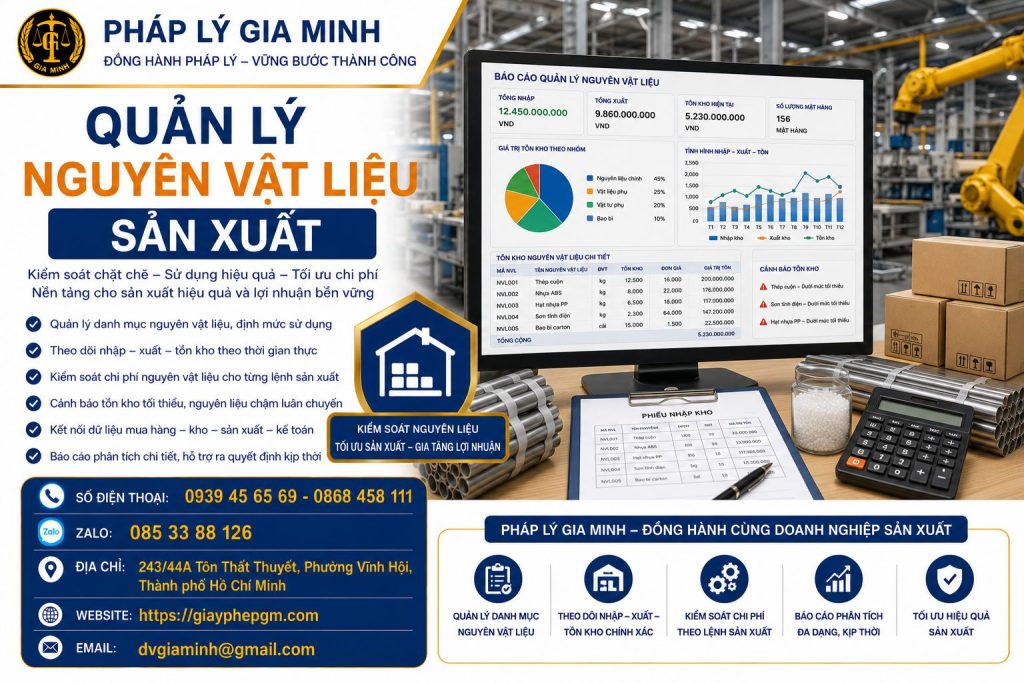 Dịch vụ kế toán cho cơ sở sản xuất tại Lai Châu – Quản trị chi phí hiệu quả, tối ưu lợi nhuận bền vững 2 Quản lý nguyên vật liệu sản xuất